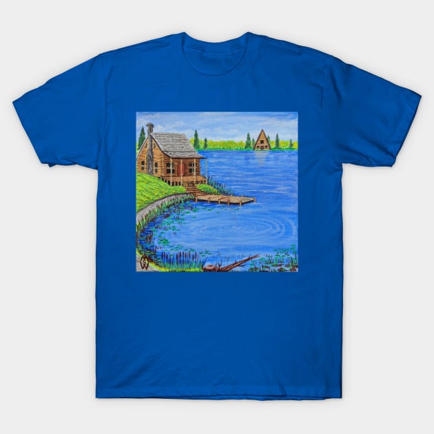 Cabin at the Lake in the Spring Season T-Shirt by Matt Starr Fine Art